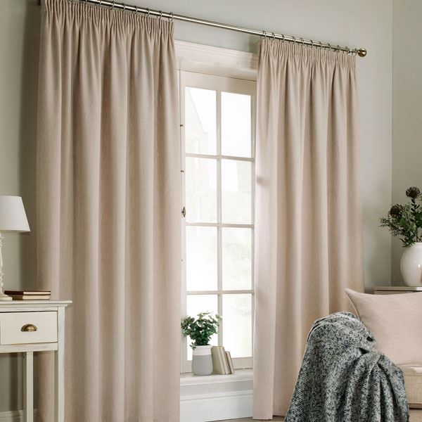 Furn Harrison Herringbone Weave Pencil Pleat Lined Curtains