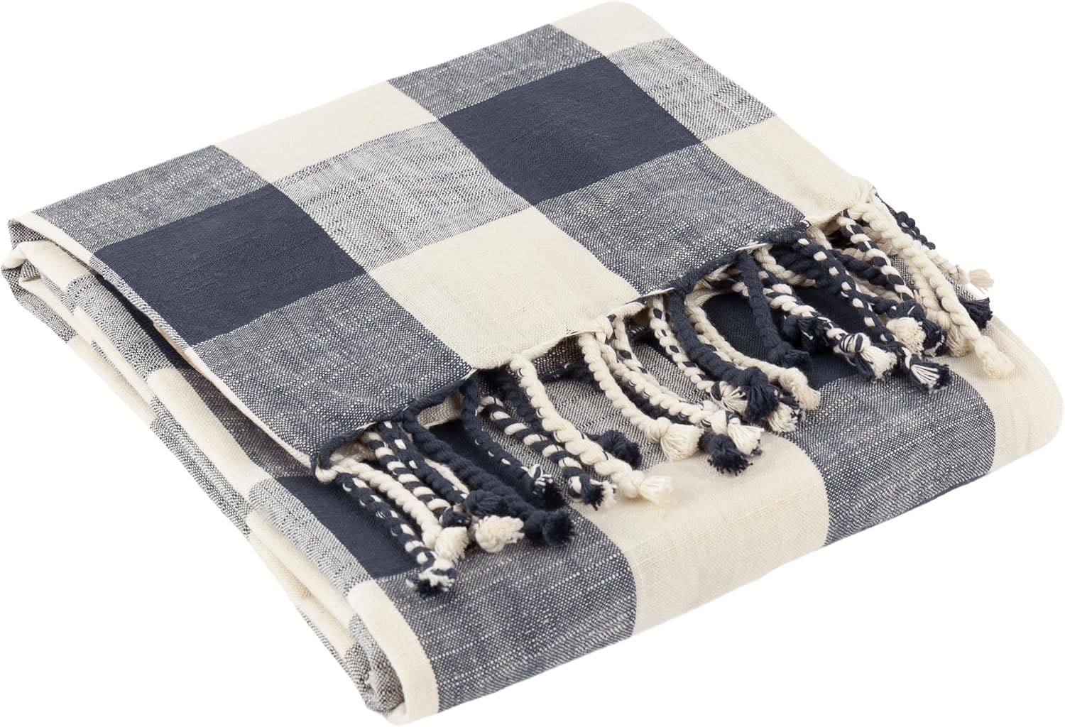 Yard Chesil Check Woven 100% Cotton Tasselled Throw