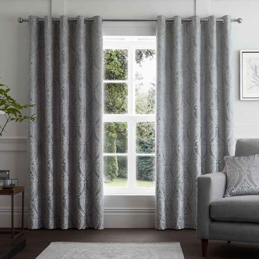 Curtina Chateau Damask Embossed Eyelet Lined Curtains