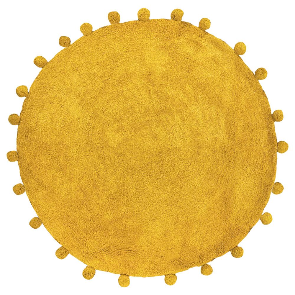 Furn Circle Pom Pom Fringed 100% Cotton Bath Mat
