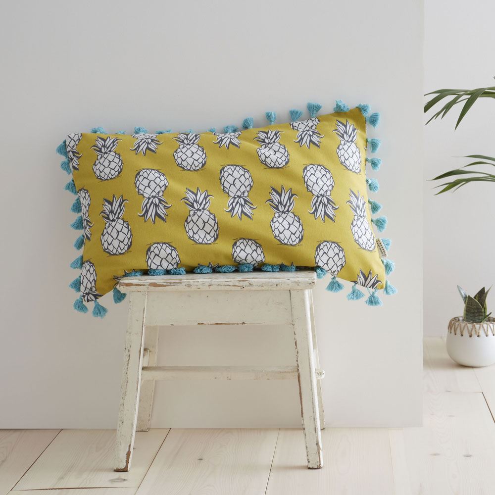 Pineapple Elephant Tupi Pineapple 100% Cotton Tasselled Filled Cushion