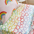 Catherine Lansfield Rainbow Hearts Cosy Fleece Junior Fitted Sheet