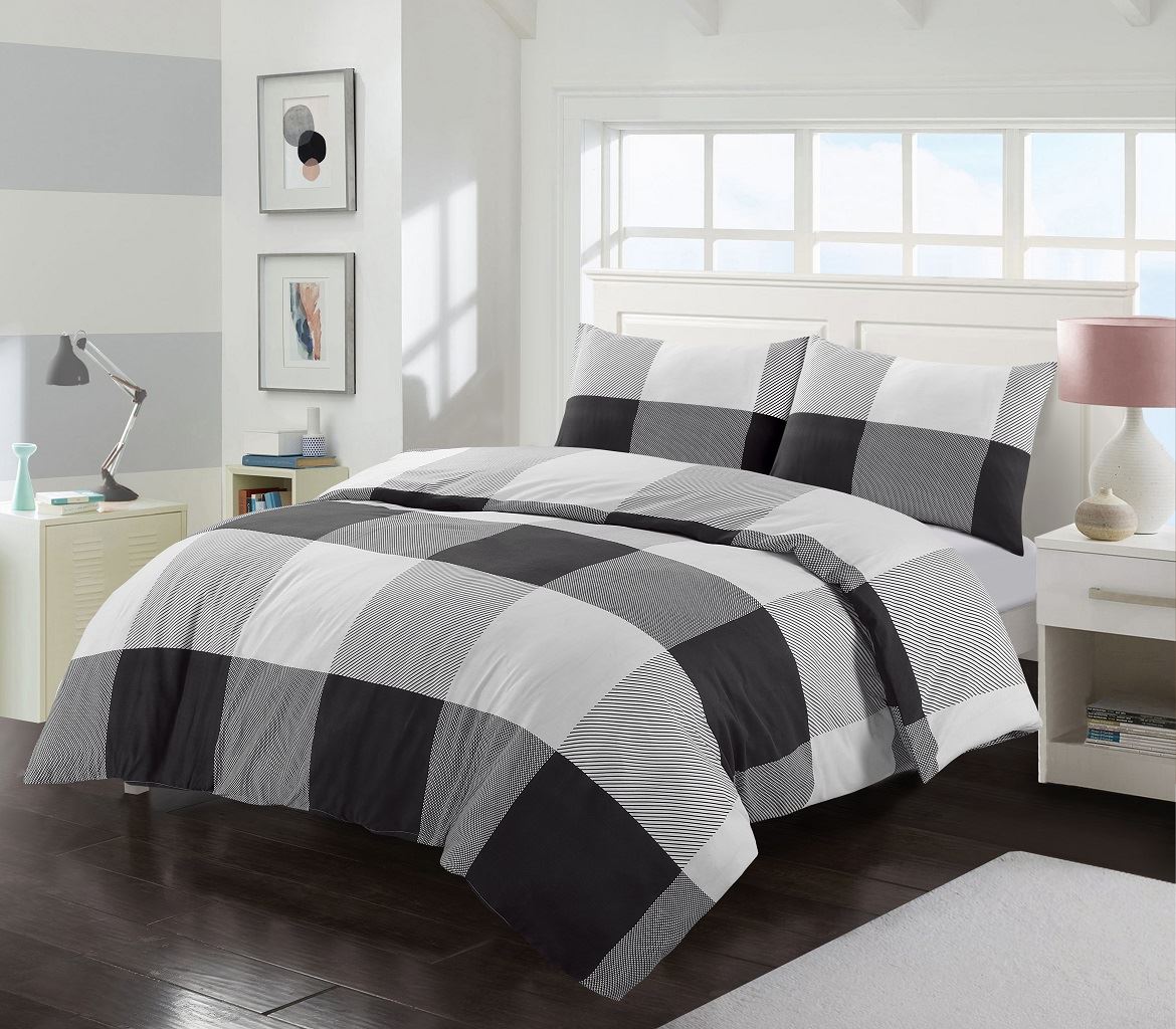 Night Zone Larry Large Check Easy Care Duvet Cover Set