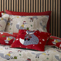 Fusion Christmas Foraging Fox Print Piped Edge Cushion Cover, Multi, 43 x 43 Cm