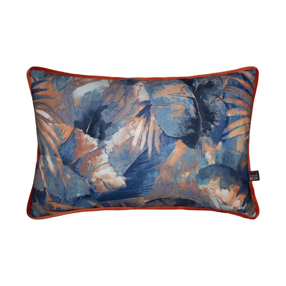 Scatter Box Aria Tropical Palm Leaf Feather Filled Piped Cushion
