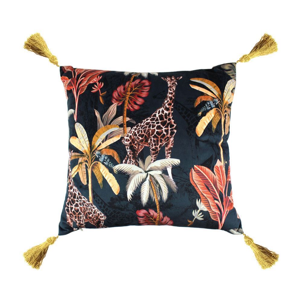 Scatter Box Simone Velour Feather Filled Tasselled Cushion