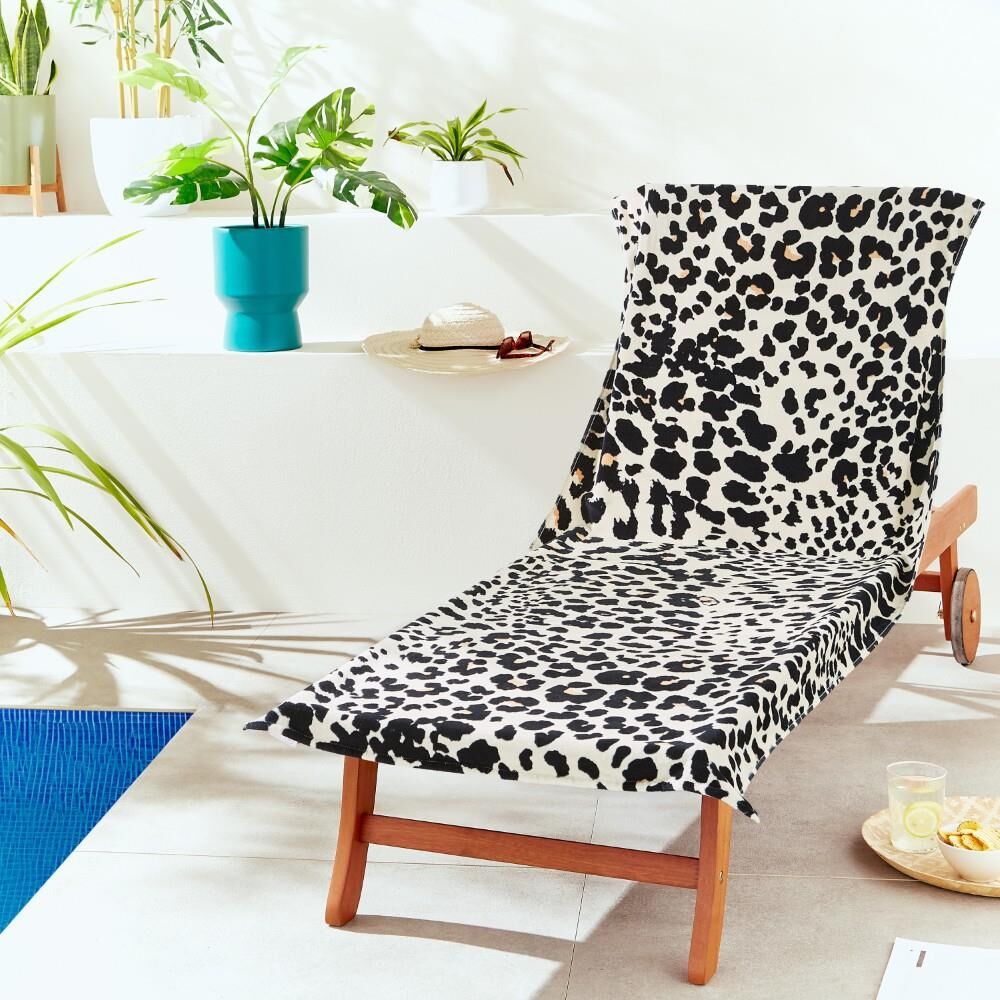 Catherine Lansfield Leopard 100% Cotton Sun Lounger Beach Towel, Natural