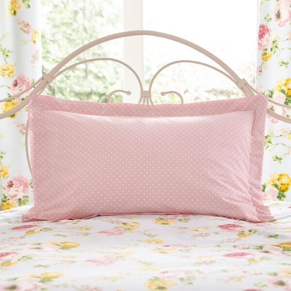 Charlotte Thomas Madison Polka Dot Printed Polycotton Oxford Pillow Case, Pink
