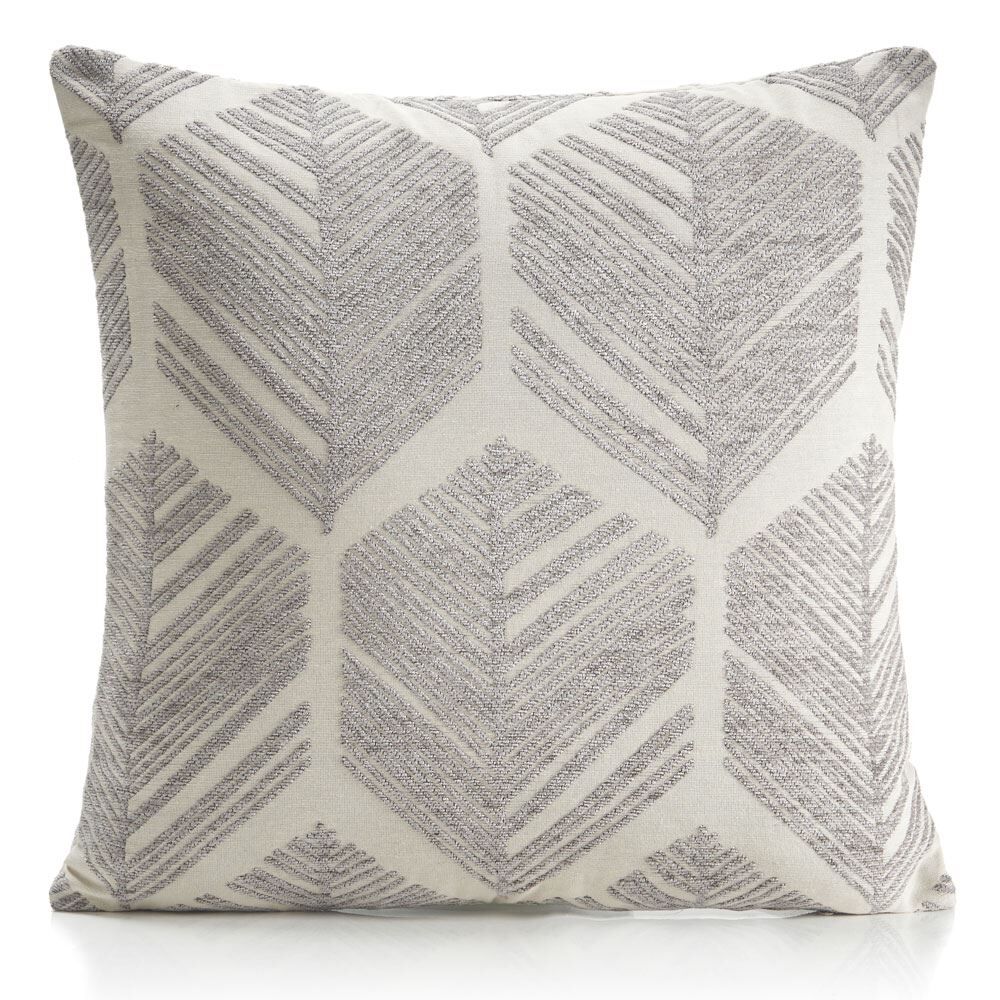 Alan Symonds Sherwood Abstract Leaf Woven Chenille Cushion Cover, Silver, 45 x 45 Cm