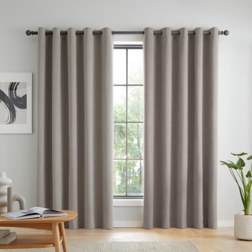 Catherine Lansfield Wilson Plain Thermal Blackout Eyelet Lined Curtains