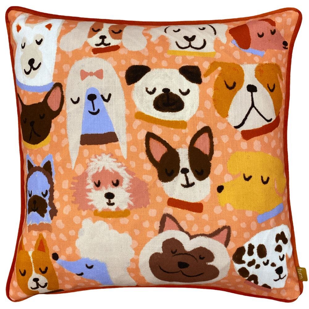 Furn Woofers Dogs Piped Edge Cushion Cover, Multi, 43 x 43 Cm