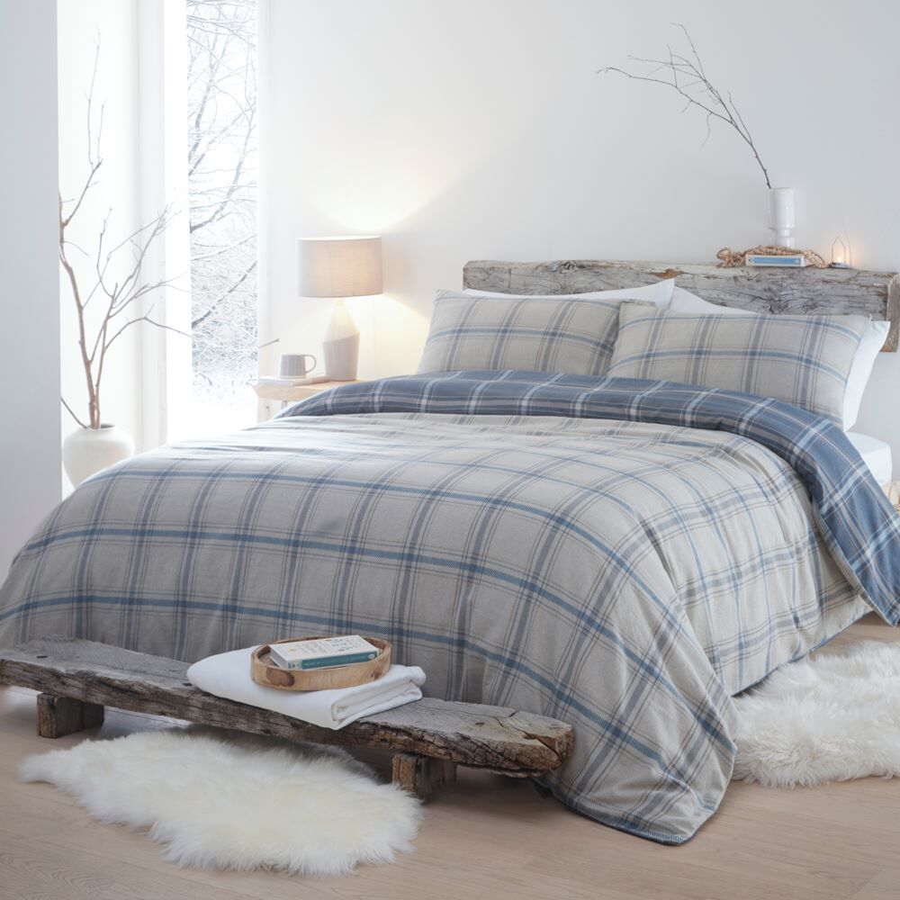 Appletree Hygge Aviemore Check 100% Brushed Cotton Duvet Cover Set