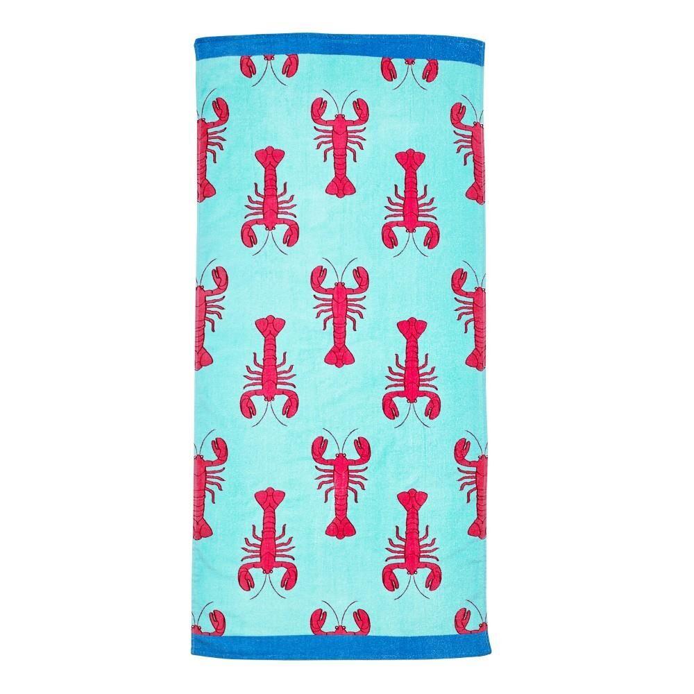 Catherine Lansfield Lobster 100% Cotton Beach Towel, Red