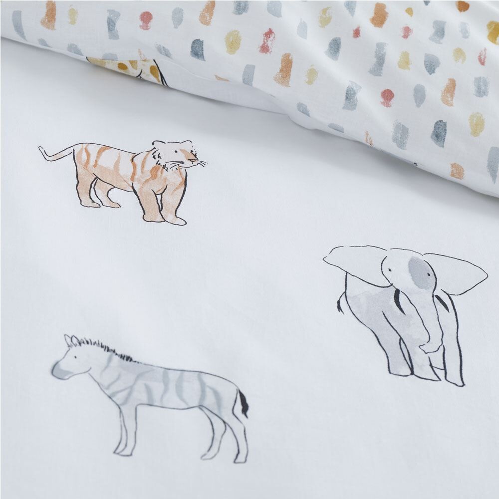 Bianca Kids Zoo Animals 100% Cotton Reversible Duvet Cover Set