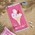 Catherine Lansfield I'm Melting 100% Cotton Beach Towel, Pink