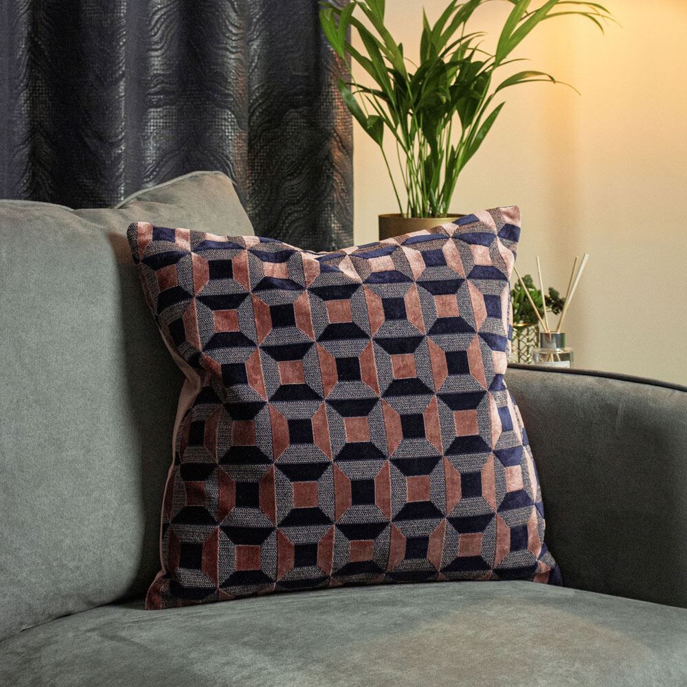 Paoletti Empire Geometric Jacquard Velvet Cushion Cover