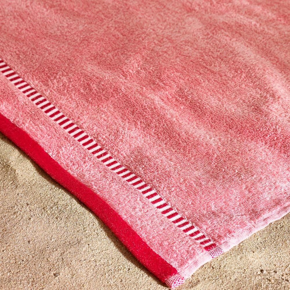 Catherine Lansfield Beach Huts 100% Cotton Beach Towel, Coral