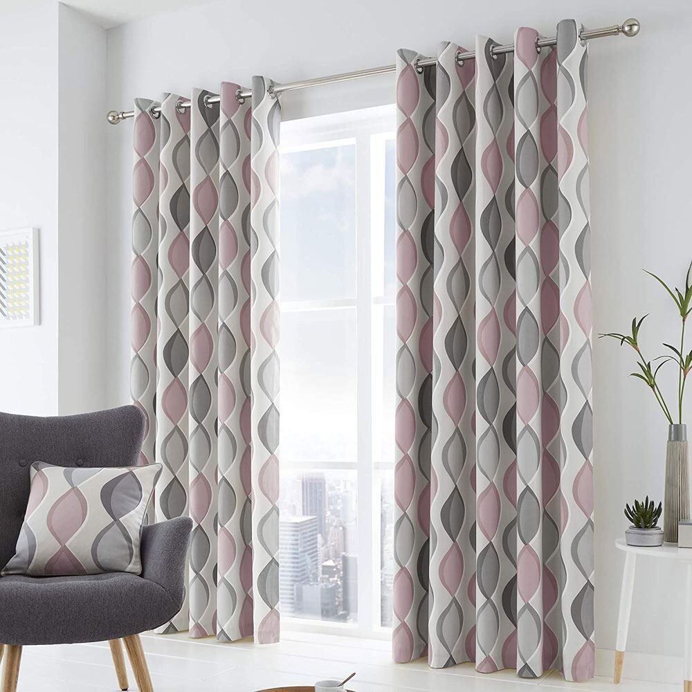 Fusion Lennox 100% Cotton Eyelet Lined Curtains