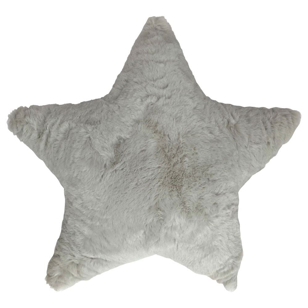Little Furn Star Faux Fur Shaped Filled Cushion, White, 44 x 45 Cm