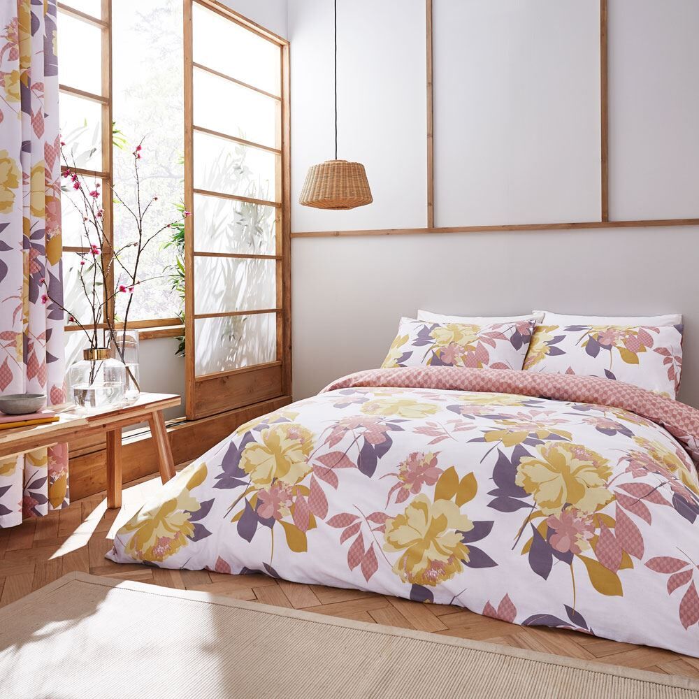 Catherine Lansfield Elina Floral Print Reversible Easy Care Duvet Cover Set