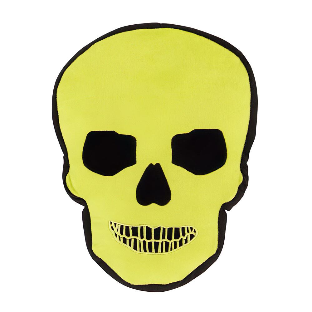 Catherine Lansfield Skulls Shaped Filled Cushion, Green, 48 x 40 Cm