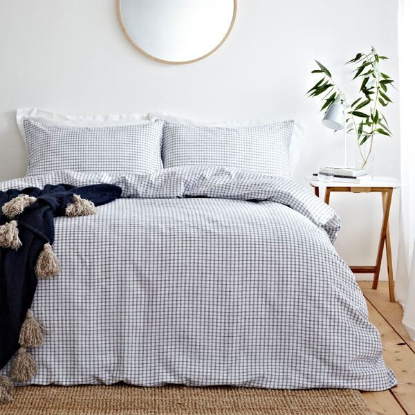 The Linen Yard Signature Hazzy Gingham 100% Cotton Duvet Cover Set