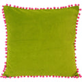 Riva Paoletti Faux Velvet Pom Pom Fringe 100% Cotton Cushion Cover