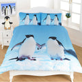 Night Zone Penguin 3D Photographic Print Duvet Cover Set, Blue