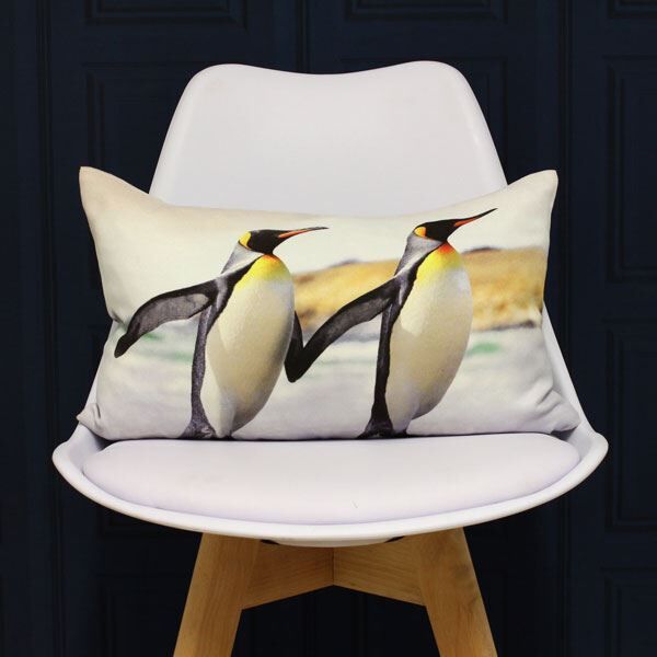 Riva Paoletti Penguin Digital Printed Cushion Cover, Grey, 35 x 50 Cm