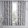 Dreams & Drapes Marinelli Floral Eyelet Lined Curtains, Grey, 66 x 72 Inch
