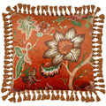 Paoletti Botanist Velvet Tasselled Trim Cushion Cover, Russet, 50 x 50 Cm