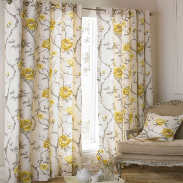 Paoletti Rosemoor Floral Cotton Rich Eyelet Curtains