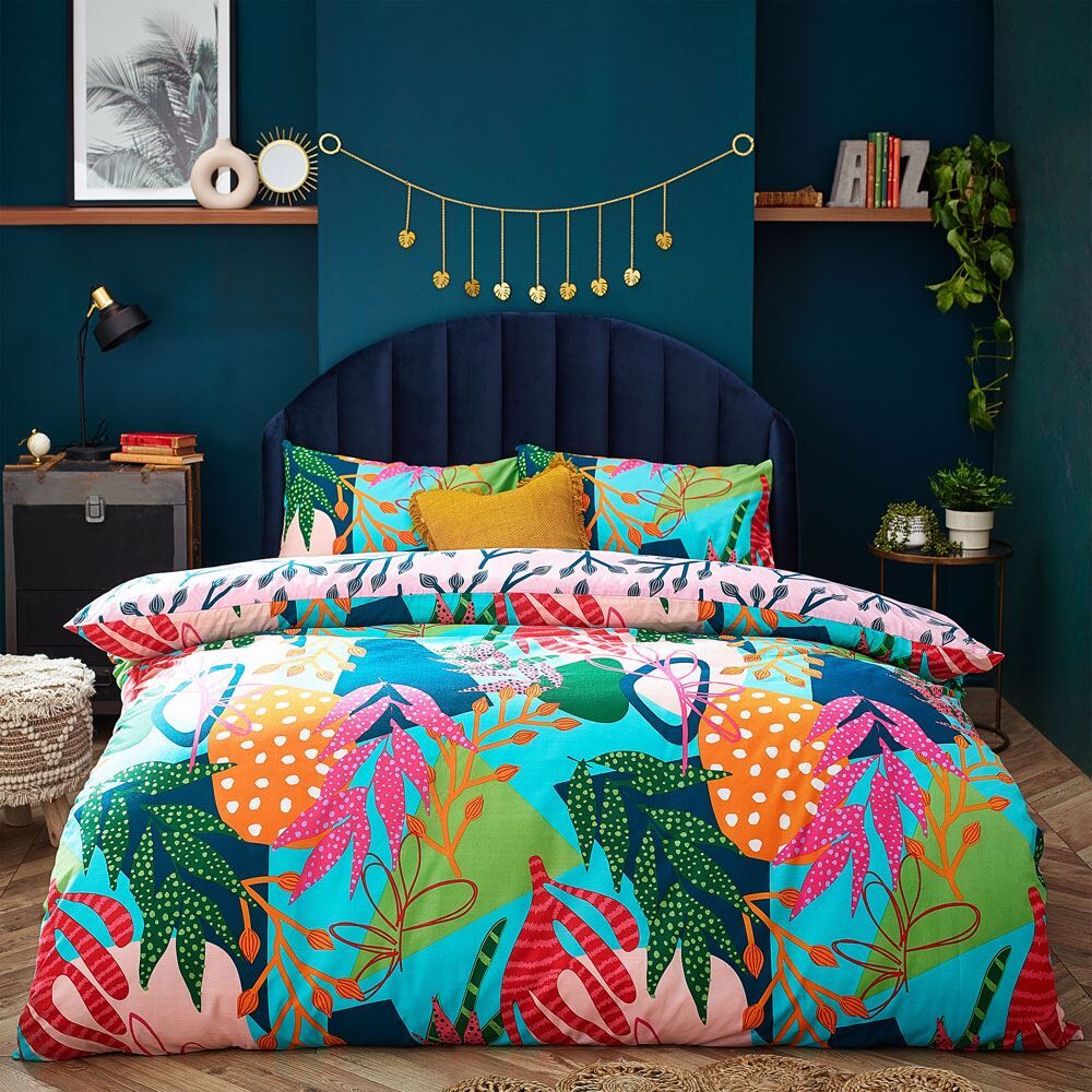 Furn Coralina Tropical Floral Print Reversible Duvet Cover Set