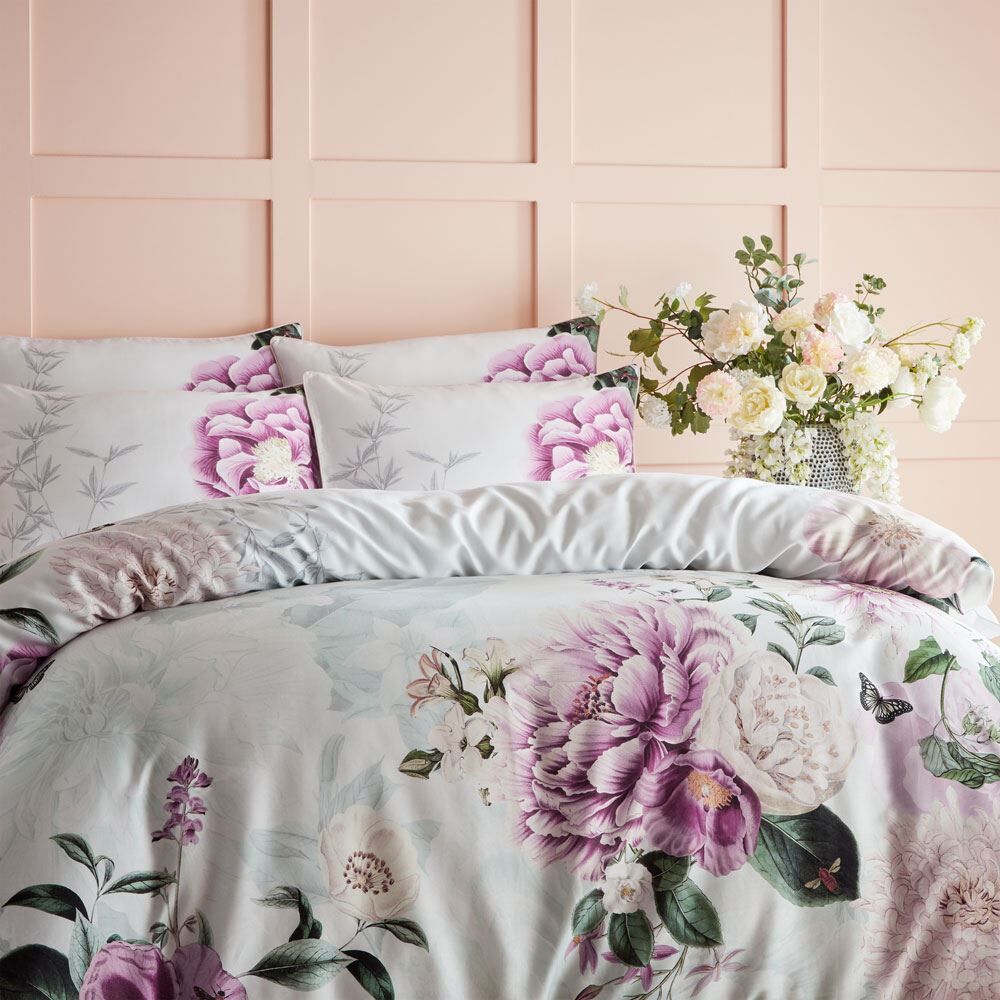 Paoletti Krista Roses Botanical Print 100% Cotton Housewife Pillowcase, Multi, Pair