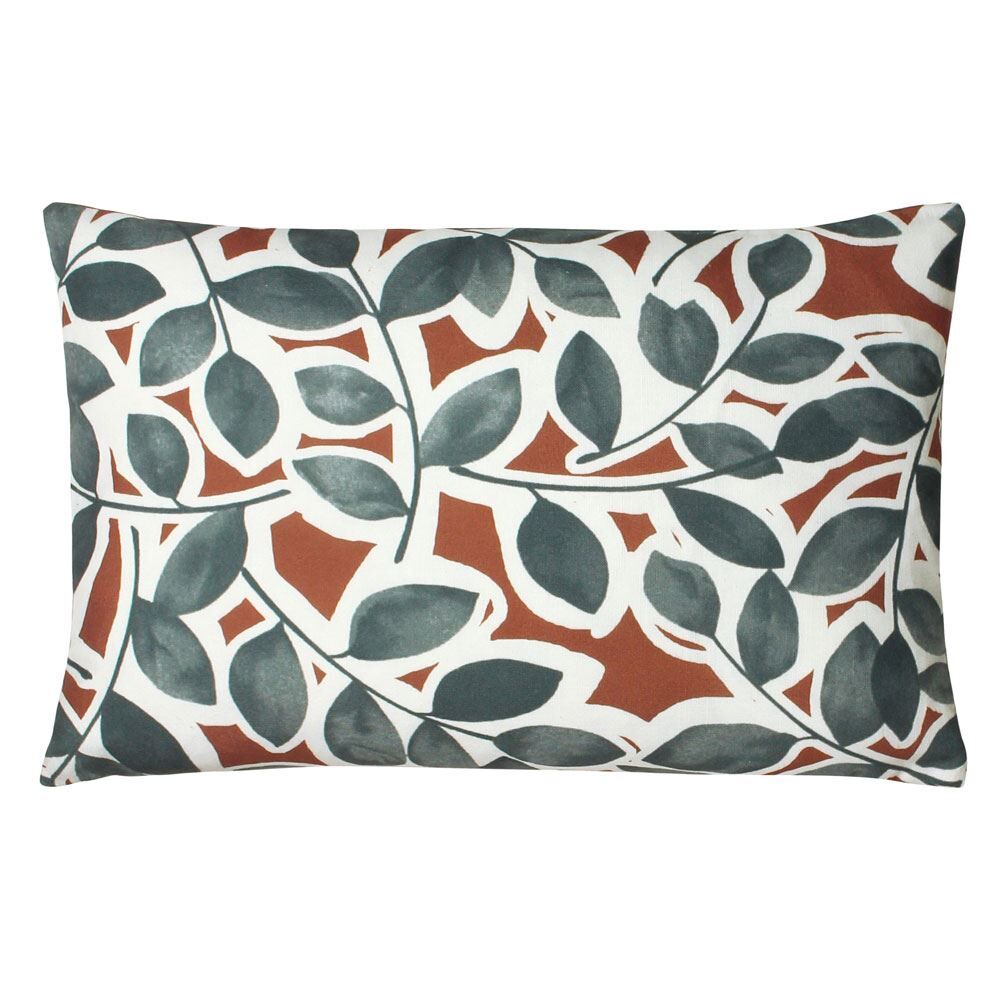 Paoletti Willow Block Leaf Print Cushion Cover