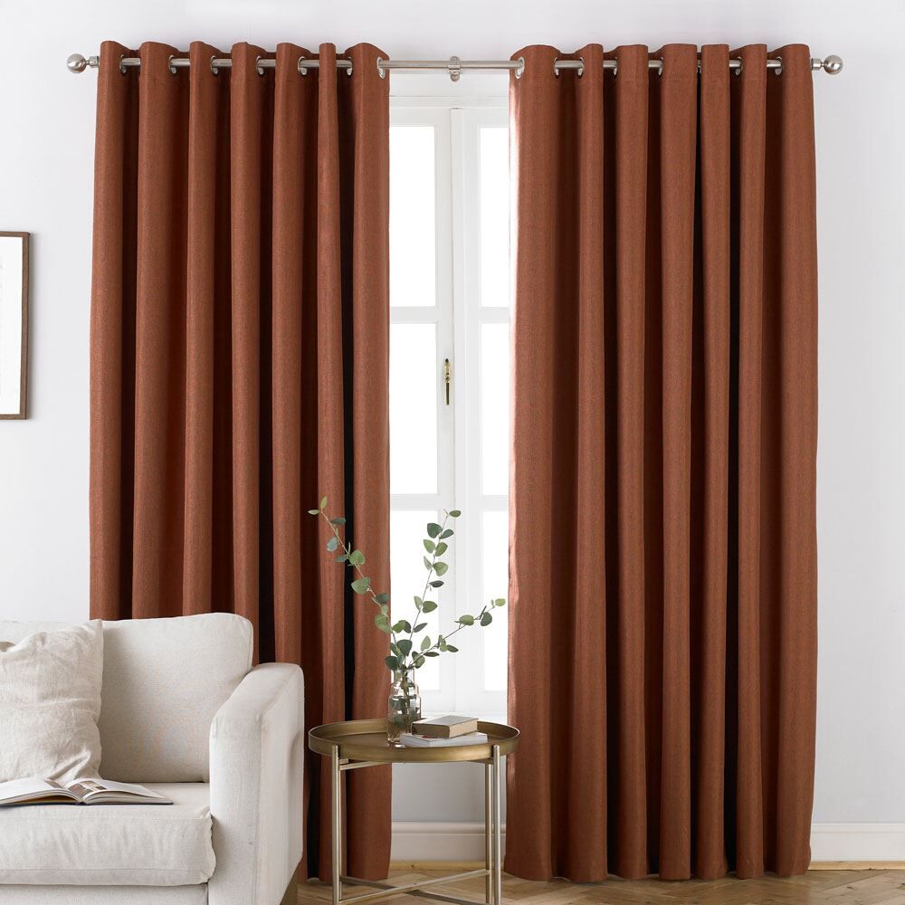 Furn Moon Plain Thermal Blackout Eyelet Lined Curtains