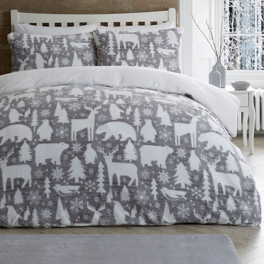Fusion Christmas Arctic Animals Super Soft Fleece Duvet Cover Set