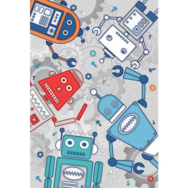 Riva Paoletti Kids Robot Wall Mural, Blue, 158 x 232 Cm