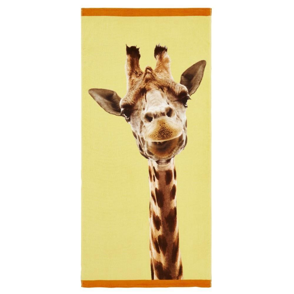 Catherine Lansfield Giraffe 100% Cotton Beach Towel, Yellow
