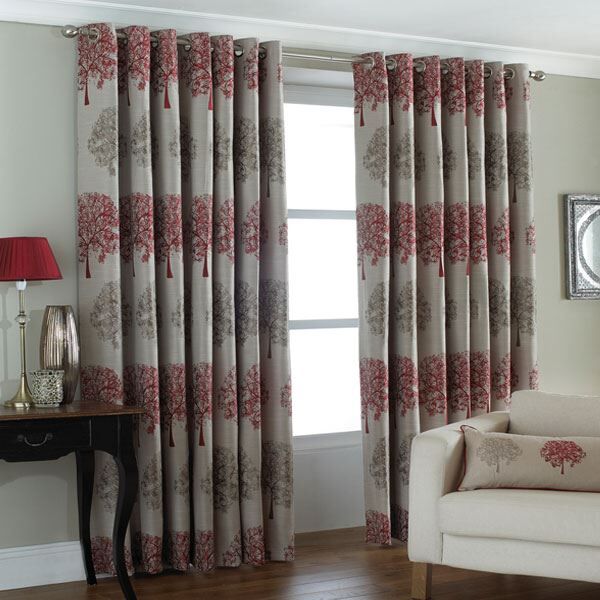 Paoletti Oakdale Motif Lined Eyelet Curtains