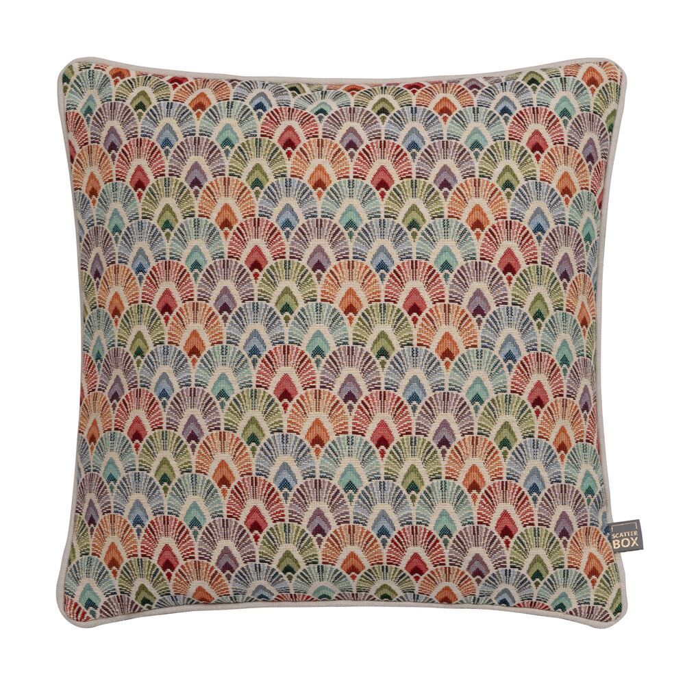 Scatter Box Lottie Fans Woven Jacquard Feather Filled Piped Edge Cushion