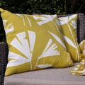 Fusion Alma Abstract Floral Print Outdoor Filled Cushion, Teal/Ochre, 43 x 43 Cm