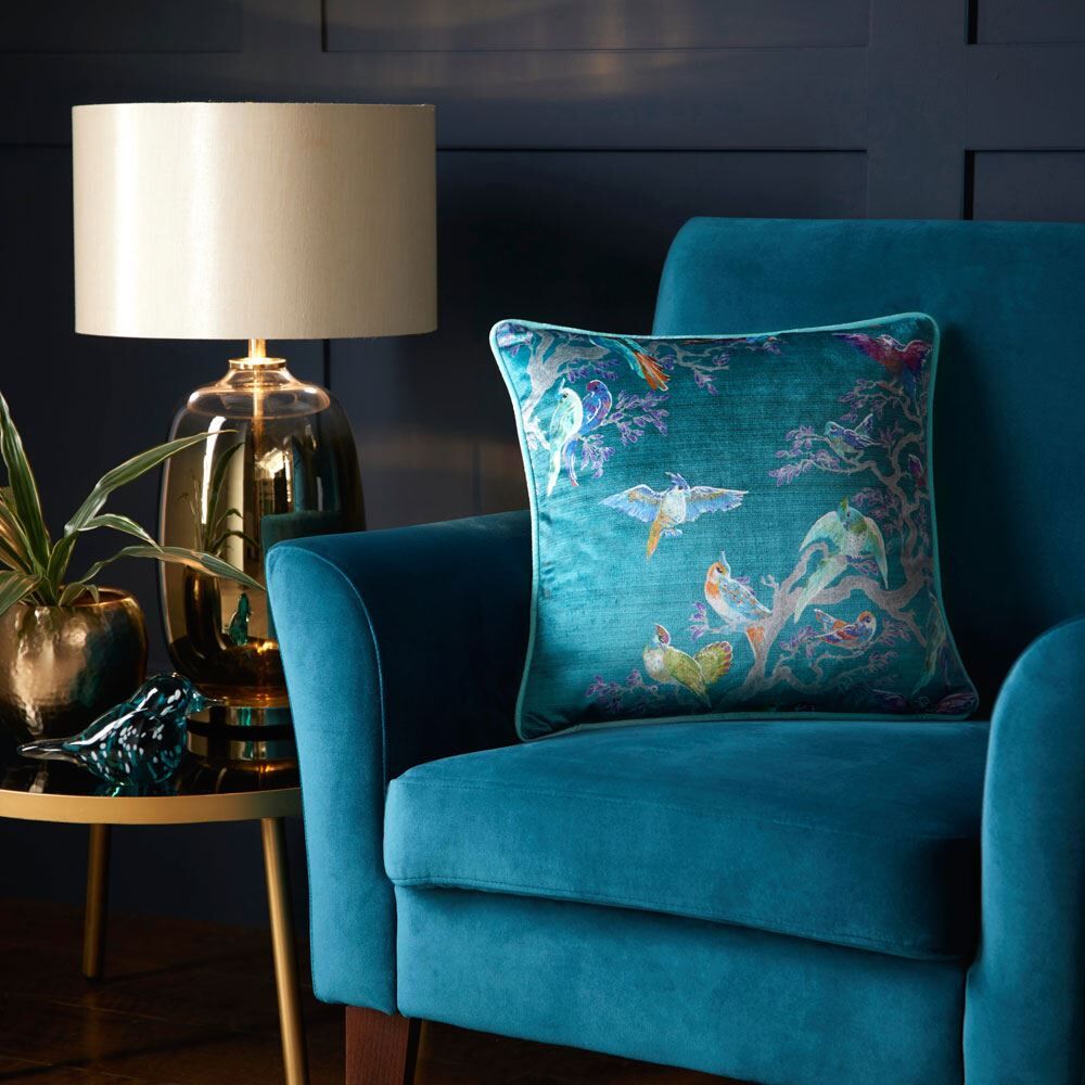Laurence Llewelyn Bowen Birdity Absurdity Velvet Piped Edge Cushion Cover