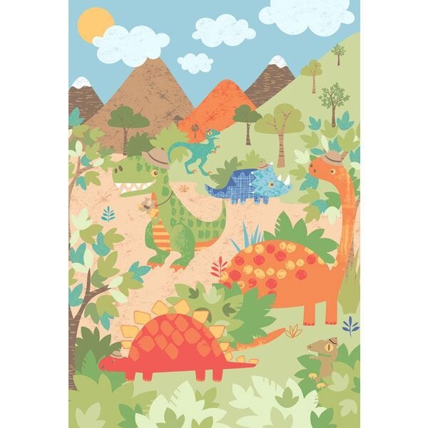 Riva Paoletti Kids Dinosaur Wall Mural, Multi, 158 x 232 Cm