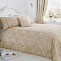 Serene Jasmine Floral Weave Cotton Rich Quilted Bedspread, 240 x 220 Cm