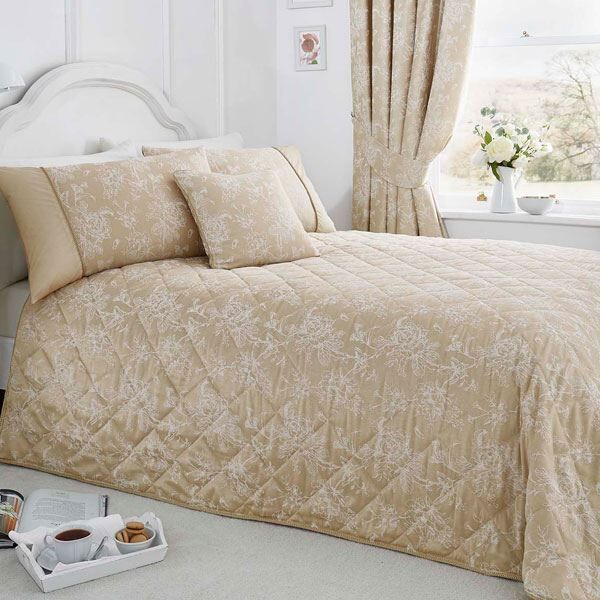 Serene Jasmine Floral Weave Cotton Rich Quilted Bedspread, 240 x 220 Cm