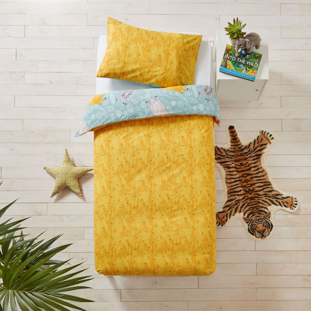Little Furn Wild Friends Wildlife Print 100% Cotton Reversible Duvet Cover Set