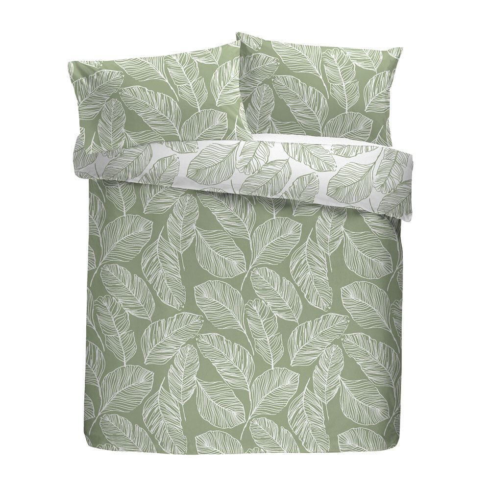 Fusion Matteo Botanical Palm Leaf Print Easy Care Reversible Duvet Cover Set