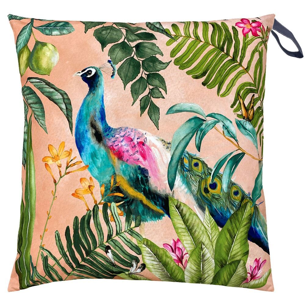 Evans Lichfield Peacock Print Outdoor Floor Cushion Cover
