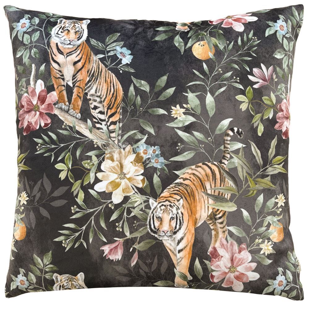 Wylder Tropics Orient Tiger Repeat Print Velvet Cushion Cover